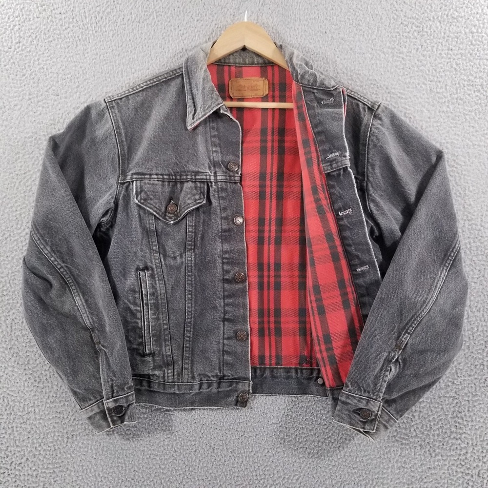 VTG Levis Trucker Jacket Medium Gray Blanket Lined Made in USA 70417 Type 3 80s